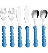EXZACT 6 pcs Kinder Flatware Set Stainless Steel 24m+ Caterpillar | BPA Free Dishwasher Safe Easy...