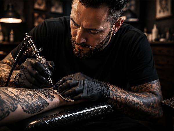 6mil black nitrile gloves for Tattoo