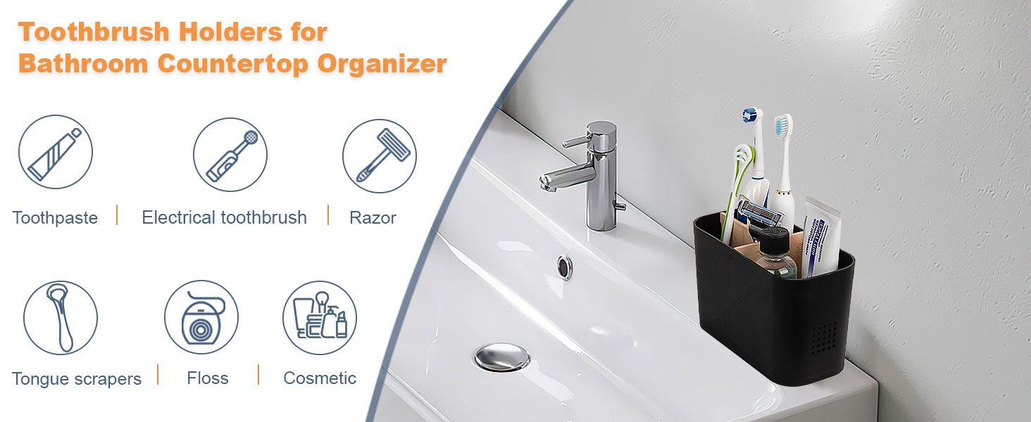 black toothbrush holder