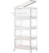 Freebat Closet organizers and storage,stackable storage bins with wheels,Clear Stackable Storage ...