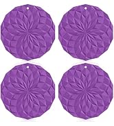 ME.FAN Silicone Trivet Mats - 4 Pack Pot Holders - 7.4'' Thickened Hot Pads for Hot pots, Pans an...