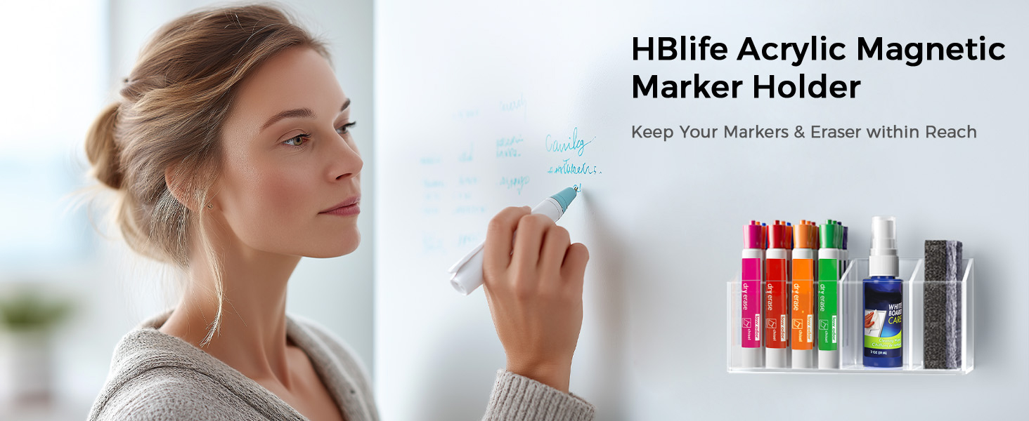 HBlife Acrylic Magnetic Dry Erase Marker Holder Wall Mount