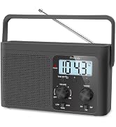 DreamSky AM FM Radio Portable Shortwave Radio Battery Powered/Plug in Wall | for Home Outdoor, St...
