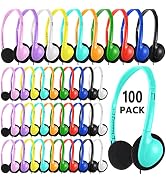 XOSDA Bulk Headphones 100 Packs Multi Color for School Classroom Kids, Wholesale Class Set Headph...