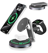 2025 Upgraded Qi2 Foldable Rotatable Zinc Alloy 3 in 1 Magnetic Wireless Charging Station, for Ap...