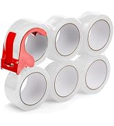 MISHCHI 6-Pack Clear Packing Tape with Dispenser, 2.7mil x 1.88 Inches x 55 Yards Heavy Duty Pack...