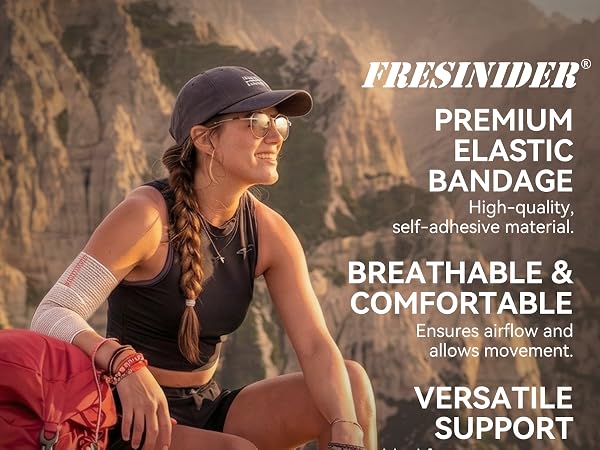 Elastic bandage wrap for sports support, running and injury compression