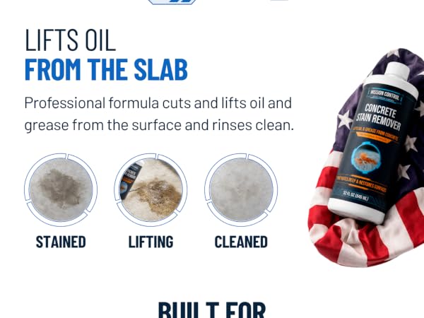 Oil stain remover restores stained concrete back to a clean professional looking surface