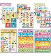 Set of 12 ASL Posters ABC Sign Language Flash Cards American Sign Language Learning Poster for To...