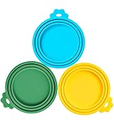 Joyinjojo 3 Pack Pet Food Can Covers Lids, Universal Size Silicone Dog Cat Food Can Lids Covers, ...