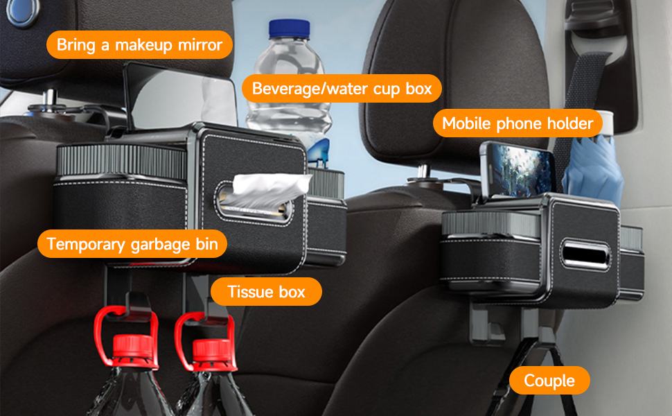 Car Rear Backseat Extra Multifunctional Drink Cup Holder Organizers with Tissue Storage Box