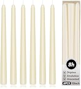 KORCCI Ivory Taper Candles 10 Inch - Set of 6 Long Candles, 8 Hours Long Burning, Smokeless & Uns...