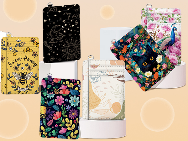 Collection of colorful patterned notebooks or journals featuring floral, bee, and abstract designs on their covers.