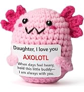 WEYON Daughter Gift Mom – Mini Crochet Axolotl Plush with Message Card, Emotional Support Keepsak...