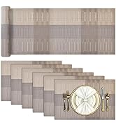 Aofmee Table Runner and Placemats Set of 6 Washable, Heat Resistant Place Mats with Table Runner,...