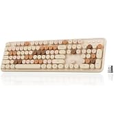 Wireless Bluetooth Keyboard, Colorful Round Keycaps (Milk-Tea Colorful) | 104-Key Full-Size, 2.4G...