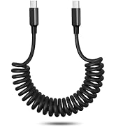OKRAY Coiled USB C Cable, USB c to USB c iPhone 17 Carplay Cable 60W Fast Charging 3FT Retractabl...