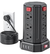 Power Strip Surge Protector, 6.5 Ft Extension Cord with 12 AC Multiple Outlets 4 USB (1 USB C), S...