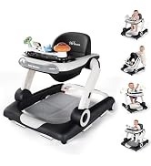Baby Walker,4-Gear Height Adjustable Baby Walker with Wheels,5 in 1 Baby Activity Center,Music an...