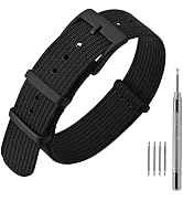 ANNEFIT Nylon Watch Band 22mm, One-Piece Waterproof Military Watch Straps with Heavy Black Buckle...
