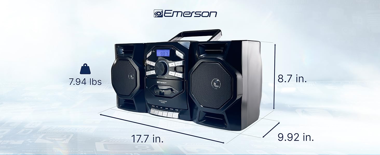 Emerson EPB-4000 Dimensions: 17.7 inches Length, 9.92 inches Width, 8.7 inches Height, 7.94 pounds