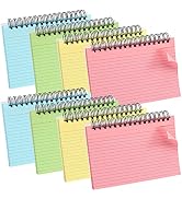 Koogel 400 Pieces Multicolor Index Cards, 4x6 Inches Ruled Index Cards Sprial Note Taking Paper i...