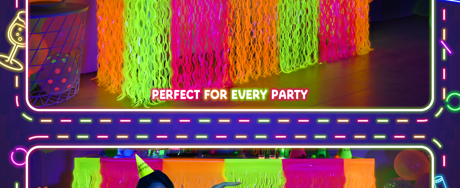 Fluorescent colors table skirts