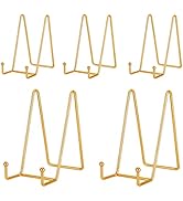 IBosins 5 Pack 6 Inch Plate Holder Display Stands, Metal Gold Frame Stand for Picture, Book, Phot...
