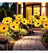 4 Pack Sunflower Solar Lights Outdoor Waterproof, Solar Stake Lights Auto ON/Off Solar Garden Lig...