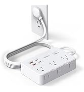 Flat Plug Power Strip Surge Protector, 5ft Ultra Thin Extension Cord with 4 USB Wall Charger(2 US...