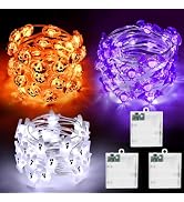 cshare Halloween String Lights, Pumpkin Ghost Bats Mini Halloween Lights with Timer Indoor Batter...