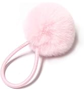 SUSULU Furry Hair Elastic Bands Faux Rabbit Fur Pompom Hair Ties Scrunchies for Women, Rubber Ban...