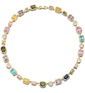 Tennis Necklace for Women,DaintyGold Plated Diamond Crystal Choker, Colorful Cubic Zirconia Chain...