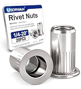 Usdrwam 28PCS 1/4-20 Aluminum Rivet Nuts, Threaded Inserts | UNC threads, Flat head, Knurled body