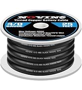 4/0 Gauge Marine Grade Battery Cables,600V 4/0 AWG 25ft Tinned Copper Battery Cable for Marine Bo...