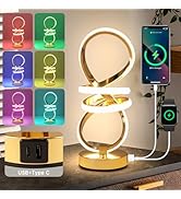 RGB Spiral Table Lamp, Modern LED Table Lamp, Chrome Cool Bedside Lamps, 7 Colors & 10 Light Mode...