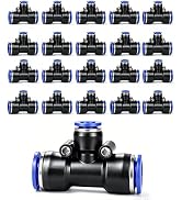 20pcs Drip Irrigation Tee Connectors: 1/4'' Push-to-Fit 3 Way Drip Irrigation Part Barbed Tee Con...