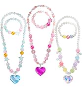 PinkSheep Toddler Jewelry Kids Necklace Choker and Bracelet 3 Pack 9pcs, Little Girls Jewelry In ...