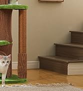 MUTTROS Forest Cat Tree Tower with 4 Condos, 68.5" Tall Cat Tower with Flower Top Bed & Thick Scr...
