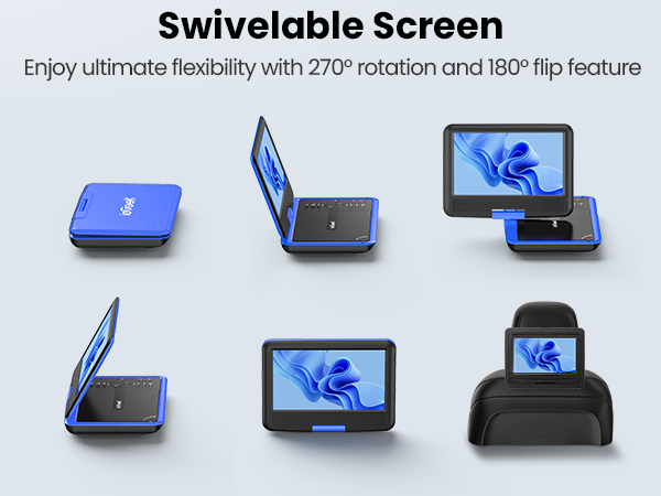 Portable DVD player swivels and mounts to car headrest for fun road trips