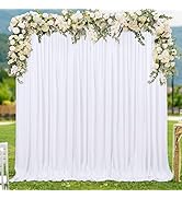 White Backdrop Polyester Background Drapes 10ft x 8ft Photography Backdrop Outdoor Wedding Curtai...