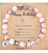 Fmeida Birthday Gifts for Women - Natural Stone Stretch Bracelets for 30th 35th 40th 45th 50th 60...