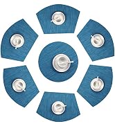 SHACOS Round Table Placemats Set of 7 Woven Vinyl Wedge Placemats with Centerpiece Heat Resistant...