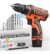 Cordless Drill Set,12V Power Drill Driver 3/8" Keyless Chuck with 42 Acessories, Built-in LED Lig...