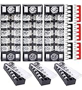 Terminal Blocks 5 Position 12PCS 6 Set, Dual Row Buss Bar Wire Terminal 600V 15A, Screw Terminal ...