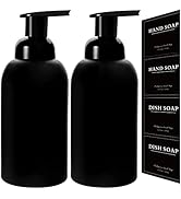 rejomiik 2 Pack Foaming Thick Glass Foam Hand Soap Dispenser for Bathroom or Kitchen Sink, 13 oz ...