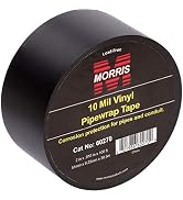 Morris Products Black Pipe Wrap Tape – 2” x 100 Ft x 10 Mil, 2-Inch Width – Self Amalgamating Hea...