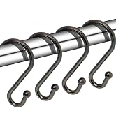 Metal Shower Curtain Hooks, Set of 12, Rust Proof Shower Curtain Hooks Rings, Durable S Shaped Ho...