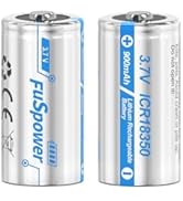 Fuspower 18350 Rechargeable Batteries 900mAh 3.7V ICR 18350 Rechargeable Li-ion Battery for Flash...