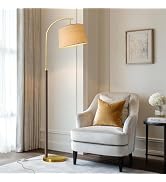 G-SAFAVA 63" Wood Floor Lamps for Living Room with Foot Switch Arc Tall Standing Lamp for Bedroom...